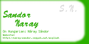 sandor naray business card